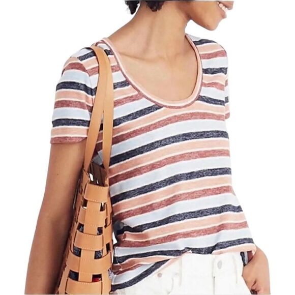 Madewell Texture Scoop Neck Colborne Stripe Tee - Picture 3 of 8